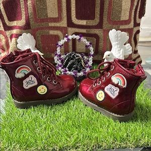 Kids Red Boots with Patches